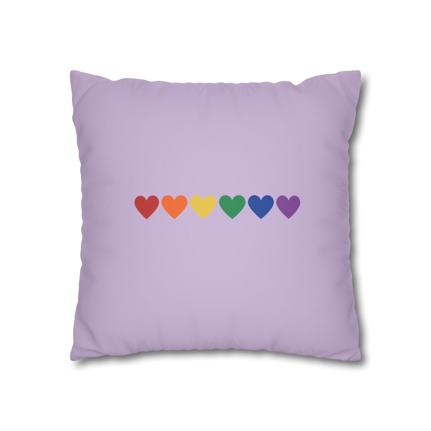 Rainbow Hearts on Lavender - Faux Suede Square Pillowcase (Only Hearts Collection)