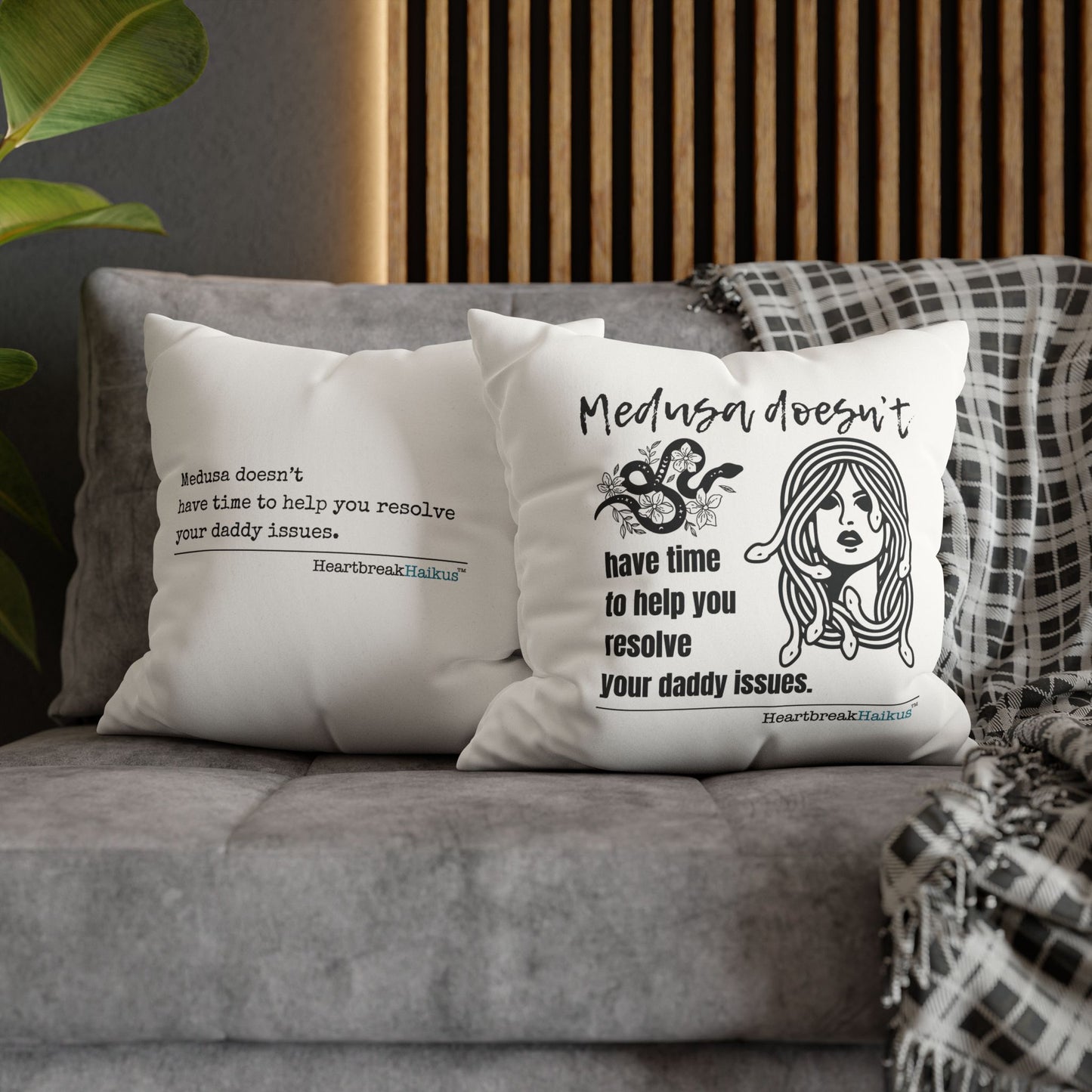 Medusa and Your Daddy Haiku - Faux Suede Square Pillowcase