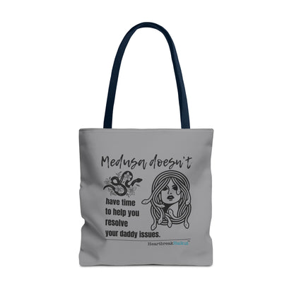 Medusa and Your Daddy Haiku - Tote Bag (Dual-sided print in Stone Grey)