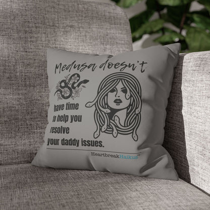 Medusa and Your Daddy Haiku - Faux Suede Square Pillowcase (Slate Gray)