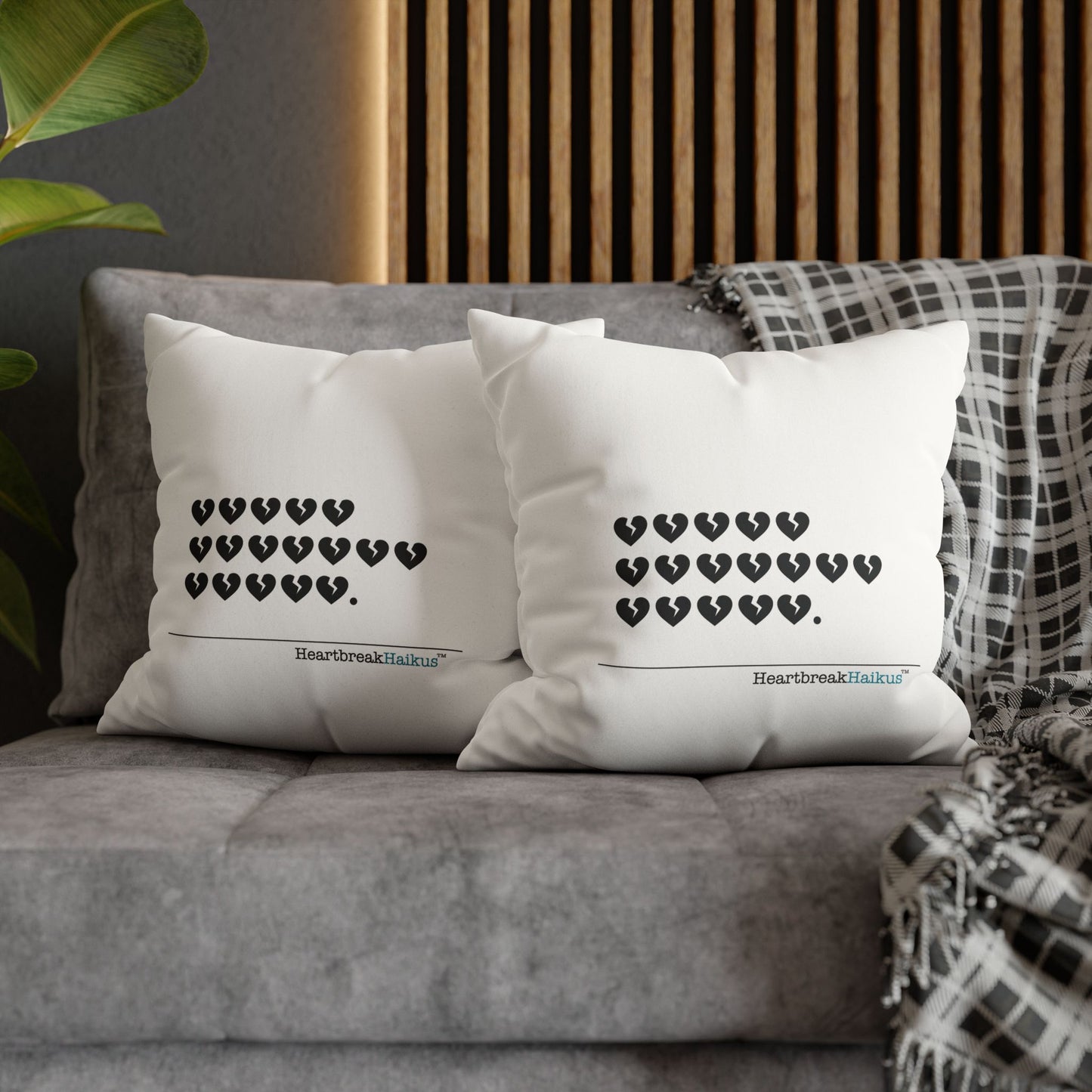 "Hieroglyph Heartbreak Haiku" Faux Suede Square Pillowcase