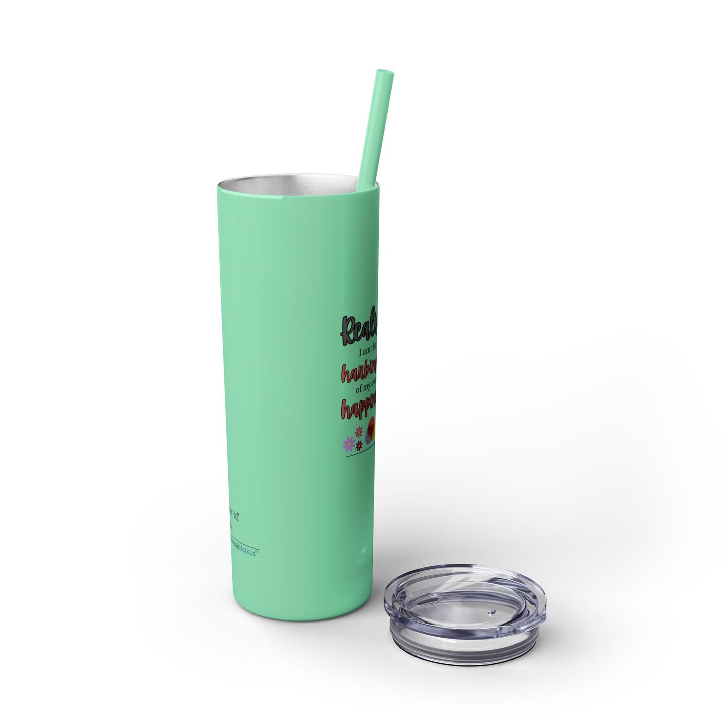 Harbinger of Happiness Haiku - Skinny Venti Tumbler with Eco-Friendly, Reusable, Matching Straw, 20oz