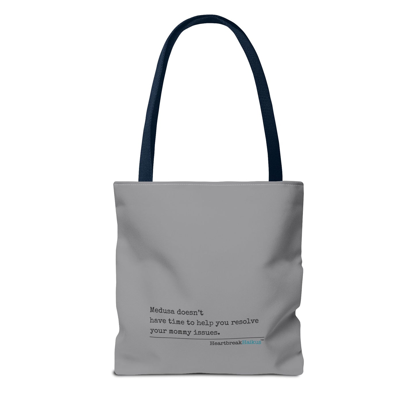 Medusa and Your Mommy Haiku - Tote Bag (Dual-sided print in Stone Grey)