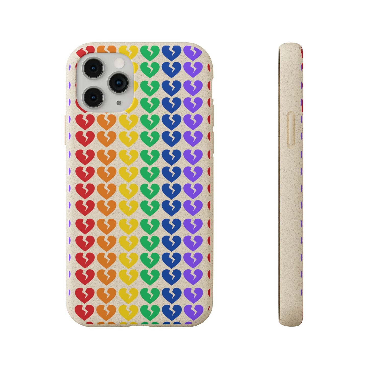 Rainbow Hearts Collection Pattern - Biodegradable Phone Case, Eco-Friendly Phone Cover (Only Hearts Collection)