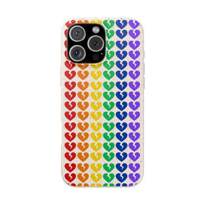 Rainbow Hearts Collection Pattern - Biodegradable Phone Case, Eco-Friendly Phone Cover (Only Hearts Collection)