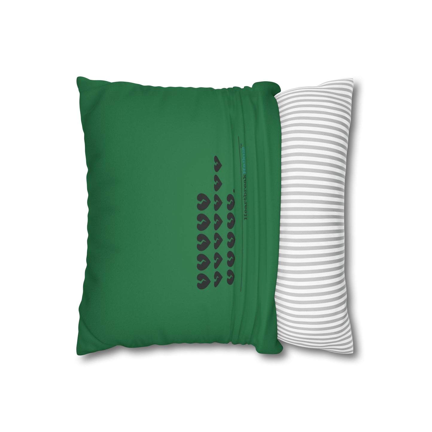 Hieroglyph Heartbreak Haiku - Faux Suede Square Pillowcase (in Evergreen)