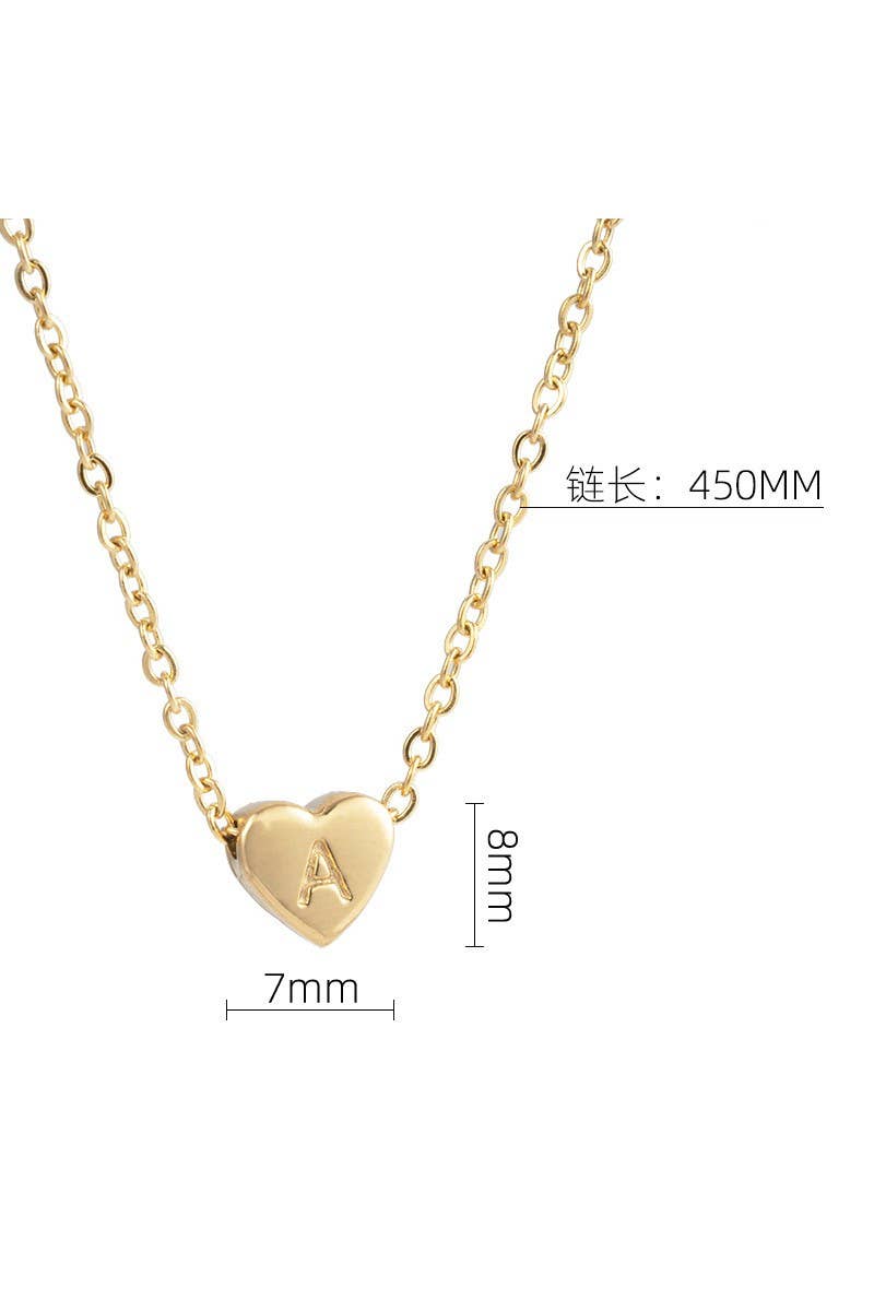Gold-Tone Heart with Alphabet Initial Pendant Necklace (XS)