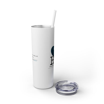 "Heal yourself with words." (Broken heart design) Skinny Tumbler with Eco-Friendly, Reusable, Matching Straw, 20oz