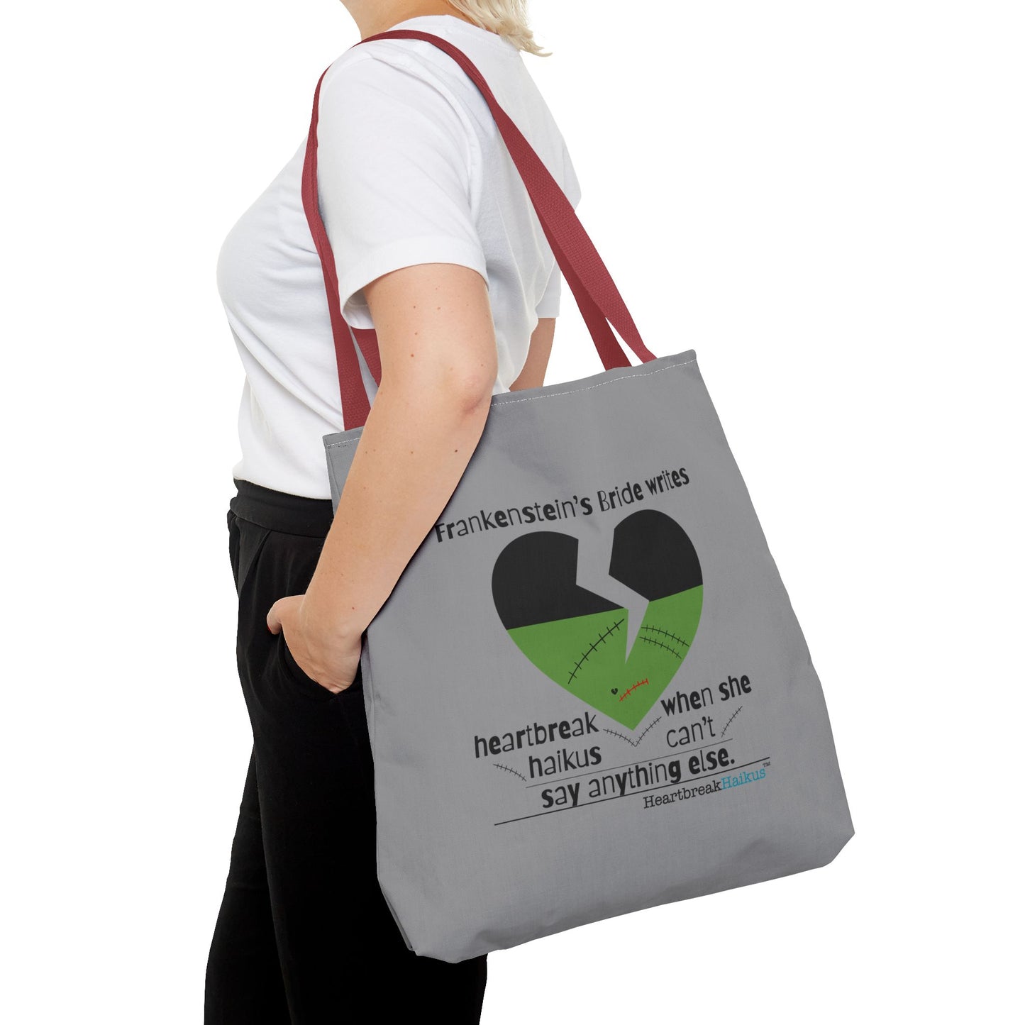 Frankenstein's Bride Writes Heartbreak Haikus - Tote Bag (Dual-sided print in Stone Grey)