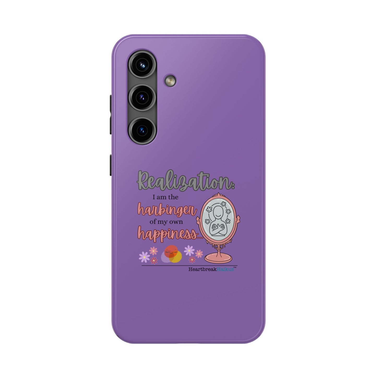 Harbinger of Happiness Tough Phone Cases (purple) available for iPhone 11-16 or Samsung Galaxy S21-S24
