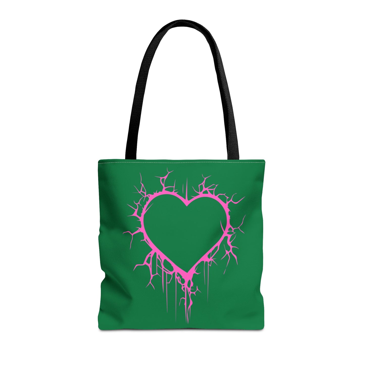 Lightning-Cracked Heart Tote Bag (in Wicked Green and Electric Pink) - (The Only Hearts Collection)