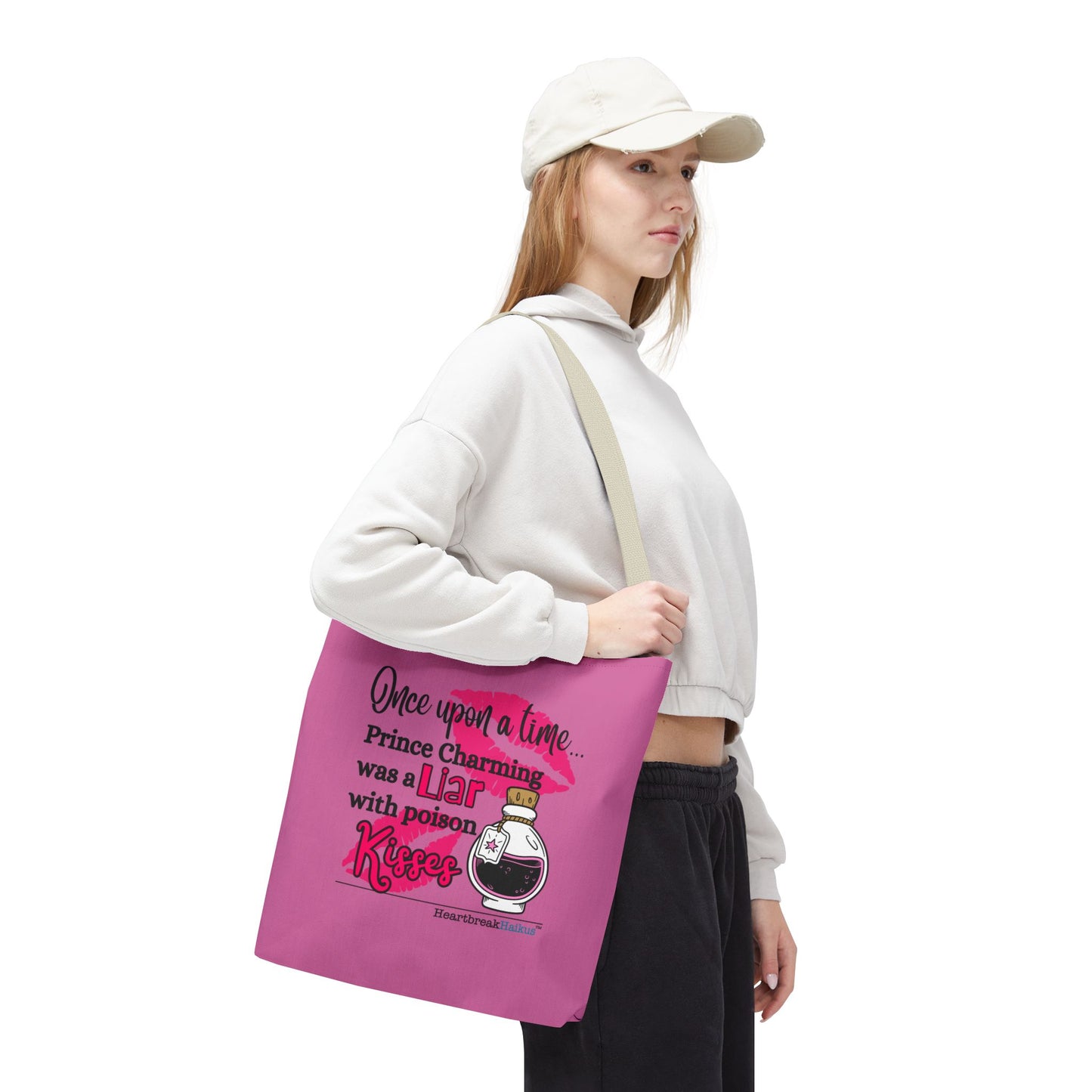 Prince Charming's Poison Kisses Haiku - Tote Bag (Dual-sided print in Candy Pink)