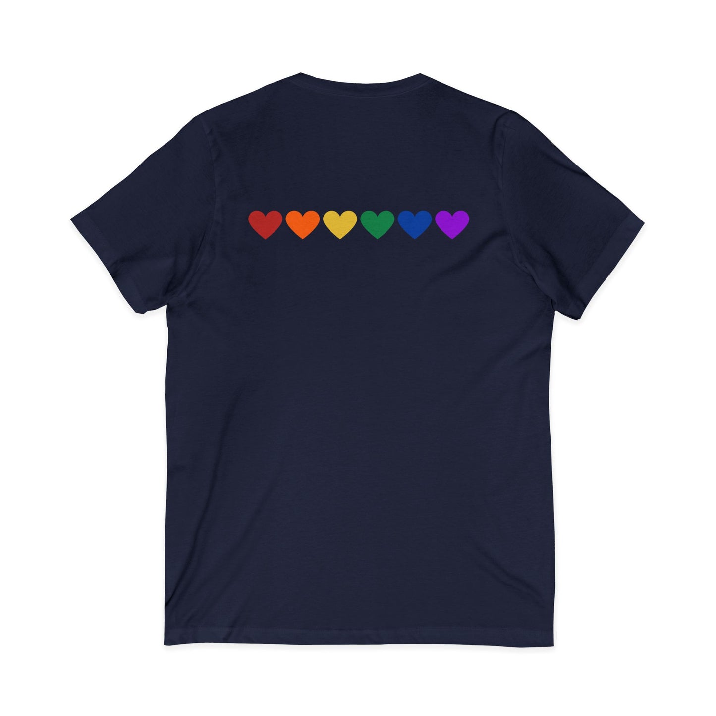 Rainbow Hearts - Jersey Short Sleeve V-Neck Tee