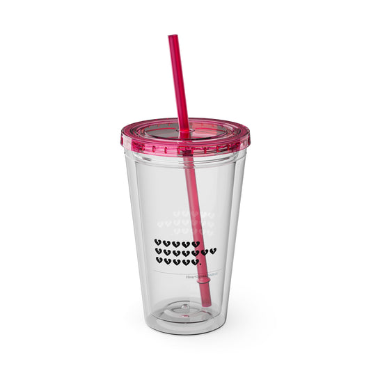 Hieroglyph Heartbreak Haiku - Sunsplash Tumbler with Straw, 16oz