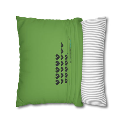 Hieroglyph Heartbreak Haiku - Faux Suede Square Pillowcase (in Wicked Green/Grinch Green)