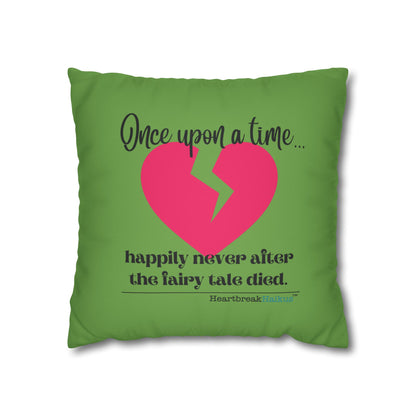 The Fairy Tale Died Haiku - Faux Suede Square Pillowcase (in Wicked Green)