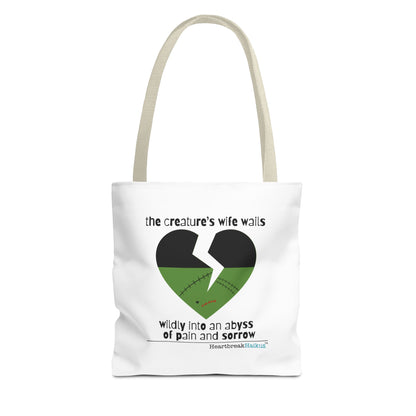 The Creature's Wife Wails Wildly Frankenstein Haiku - Tote Bag (Dual-sided print in Snow White)