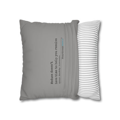 Medusa and Your Daddy Haiku - Faux Suede Square Pillowcase in Stone Grey