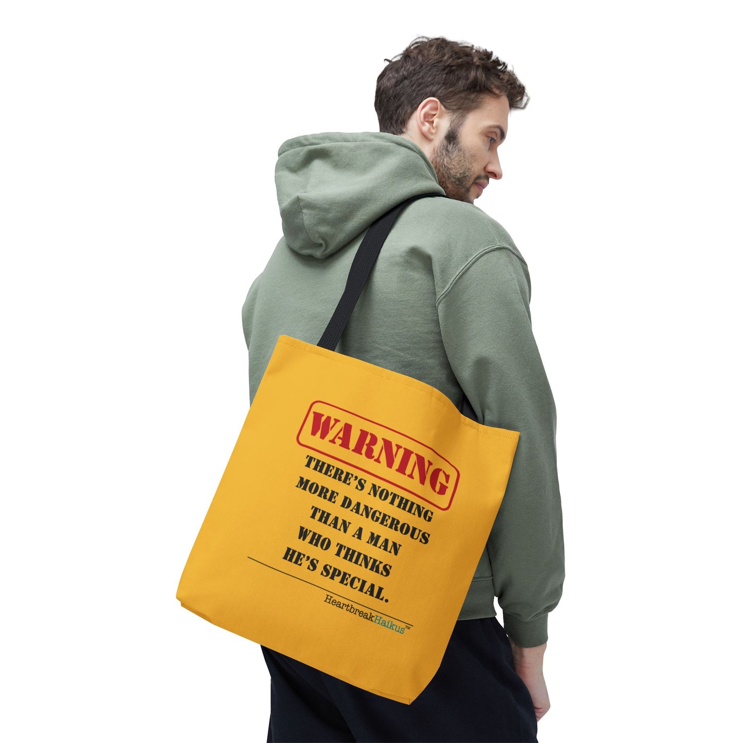 Warning: Dangerous Special Man Haiku Tote Bag (dual-sided design in Yellow Gold)