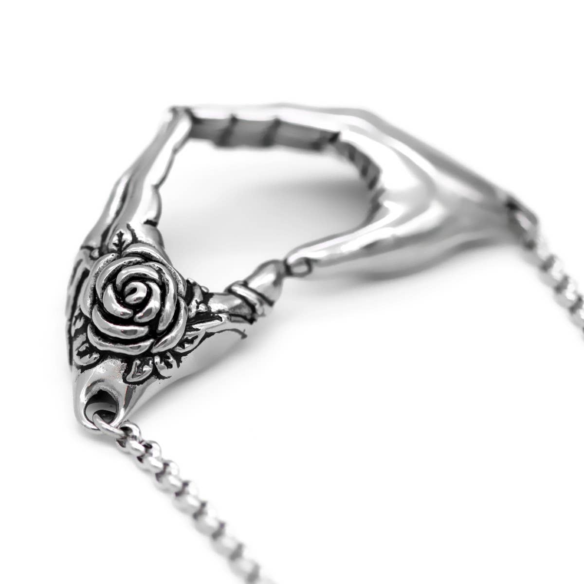 Friendship with a Rose Tattoo Heart-Hand Necklace