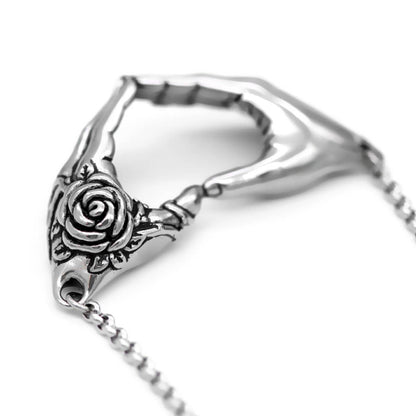Friendship with a Rose Tattoo Heart-Hand Necklace