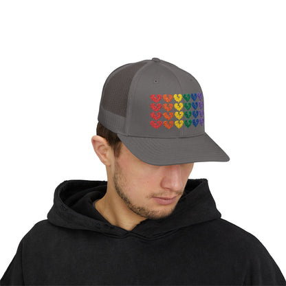 Rainbow Heartbreak Collection - Embroidered Trucker Hat (Only Hearts Collection)