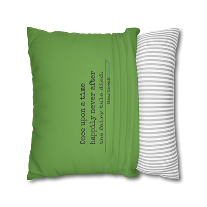 The Fairy Tale Died Haiku - Faux Suede Square Pillowcase (in Wicked Green)