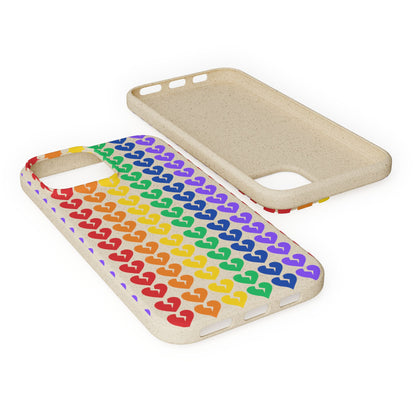Rainbow Hearts Collection Pattern - Biodegradable Phone Case, Eco-Friendly Phone Cover (Only Hearts Collection)