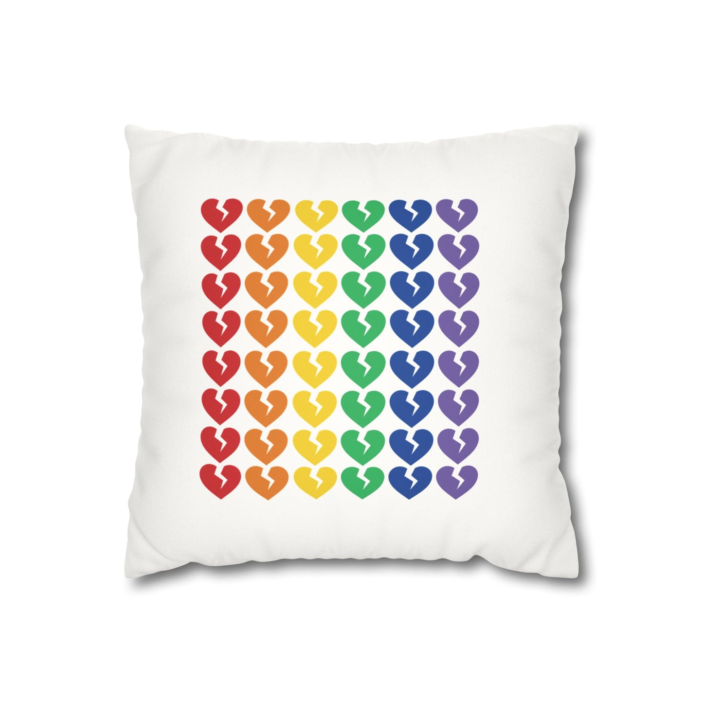 Rainbow Broken Hearts - Faux Suede Square Pillowcase (Only Hearts Collection)