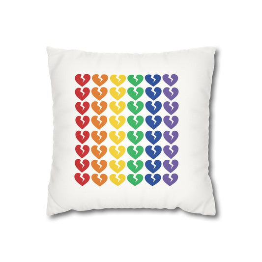 Rainbow Broken Hearts - Faux Suede Square Pillowcase (Only Hearts Collection)