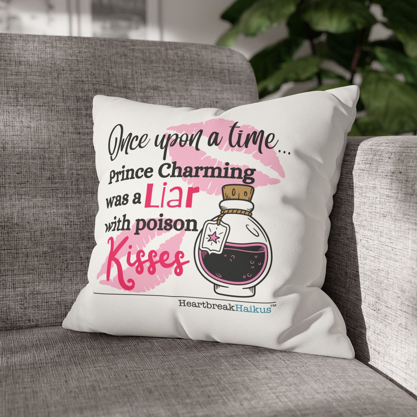 Prince Charming's Poison Kisses - Faux Suede Square Pillowcase