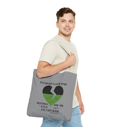 Frankenstein's Bride Writes Heartbreak Haikus - Tote Bag (Dual-sided print in Stone Grey)