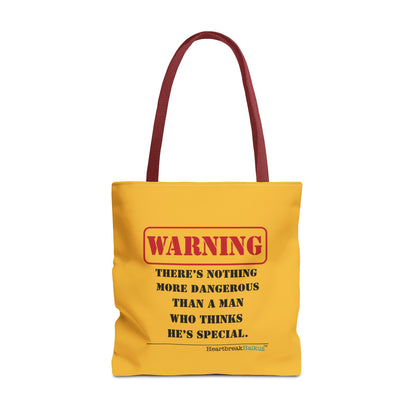 Warning: Dangerous Special Man Haiku Tote Bag (dual-sided design in Yellow Gold)