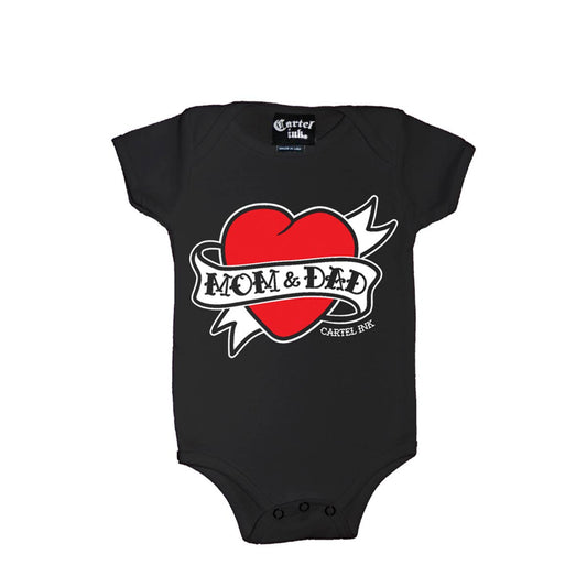 I Heart Mom & Dad - Classic Tattoo Style Baby/Infant Onesie