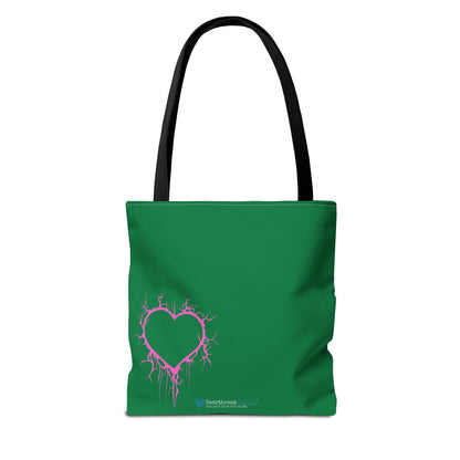 Lightning-Cracked Heart Tote Bag (in Wicked Green and Electric Pink) - (The Only Hearts Collection)