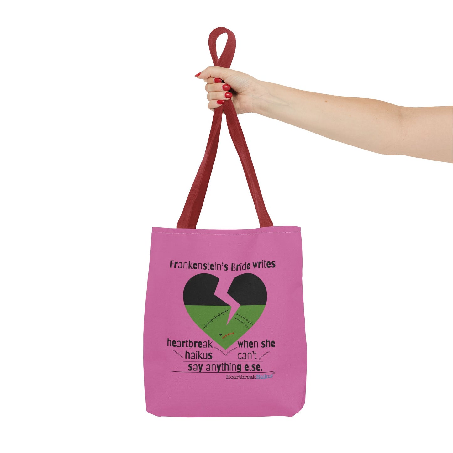 Frankenstein's Bride Writes Heartbreak Haikus - Tote Bag (Dual-sided print in Candy Pink)