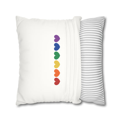 Rainbow Hearts on White - Faux Suede Square Pillowcase (Only Hearts Collection)