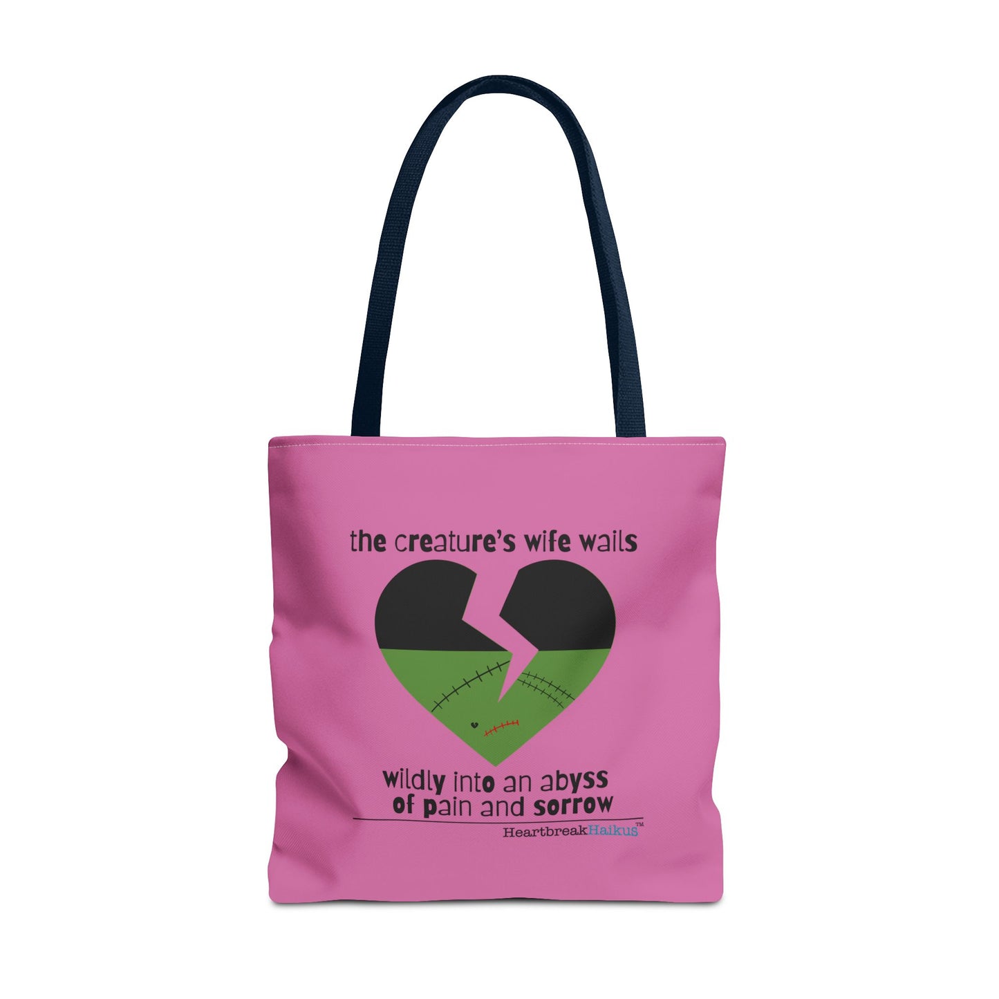 The Creature's Wife Wails Wildly Frankenstein Haiku - Tote Bag (dual-sided print in Candy Pink)