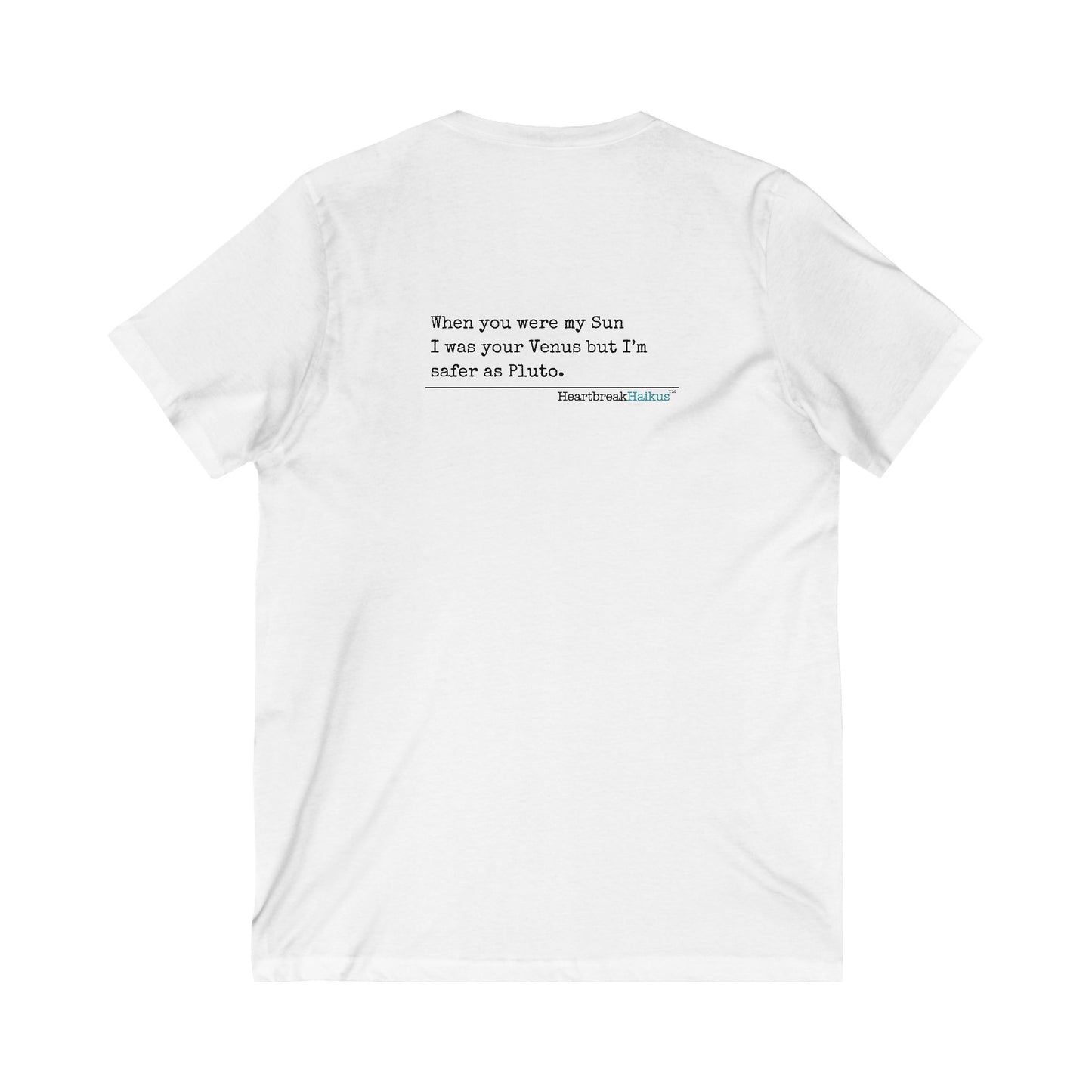 Safer as Pluto Haiku - Unisex Jersey Short Sleeve V-Neck Tee