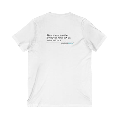 Safer as Pluto Haiku - Unisex Jersey Short Sleeve V-Neck Tee
