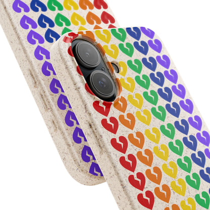 Rainbow Hearts Collection Pattern - Biodegradable Phone Case, Eco-Friendly Phone Cover (Only Hearts Collection)