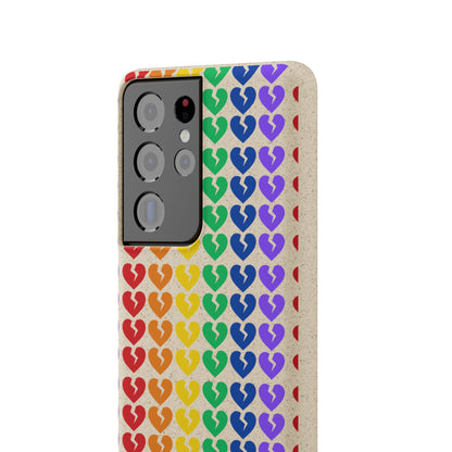 Rainbow Hearts Collection Pattern - Biodegradable Phone Case, Eco-Friendly Phone Cover (Only Hearts Collection)