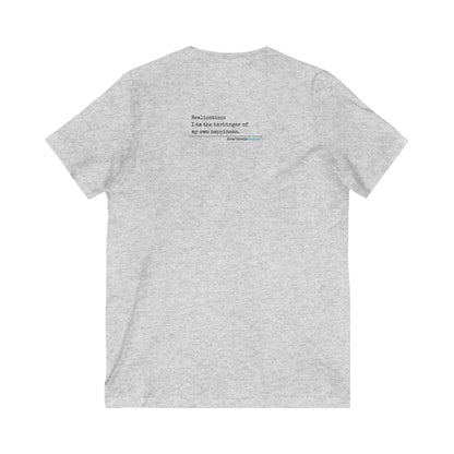 Harbinger of Happiness Haiku - Jersey Short Sleeve V-Neck Tee