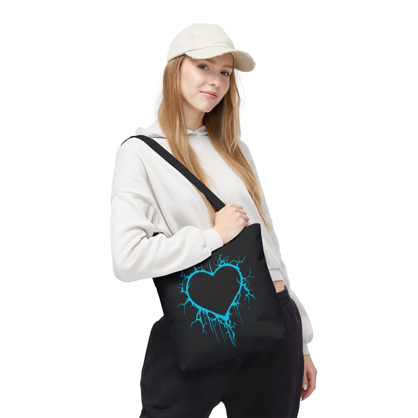 Lightning-Cracked Heart Tote Bag (in Electric Blue) - (The Only Hearts Collection)
