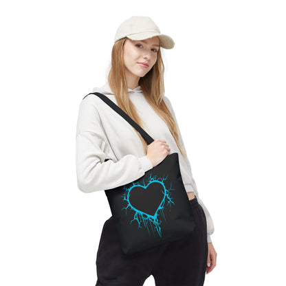 Lightning-Cracked Heart Tote Bag (in Electric Blue) - (The Only Hearts Collection)