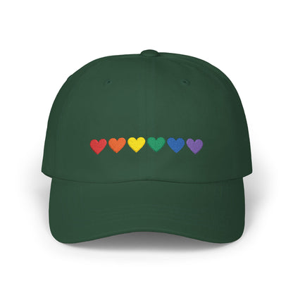 Embroidered Rainbow Hearts - Classic Adjustable Cap (Only Hearts Collection)
