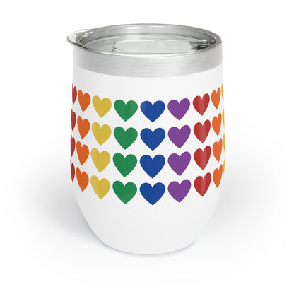 Rainbow Hearts Chill Wine Tumbler