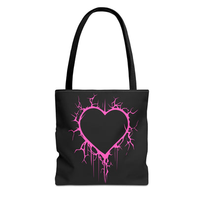 Lightning-Cracked Heart Tote Bag (in Electric Pink) - (The Only Hearts Collection)