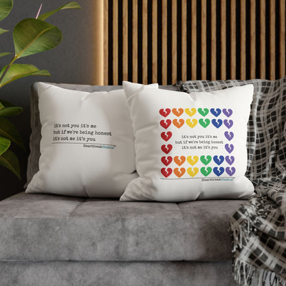 It's Not Me/You Haiku - Faux Suede Square Pillowcase (Rainbow Heartbreak Collection)