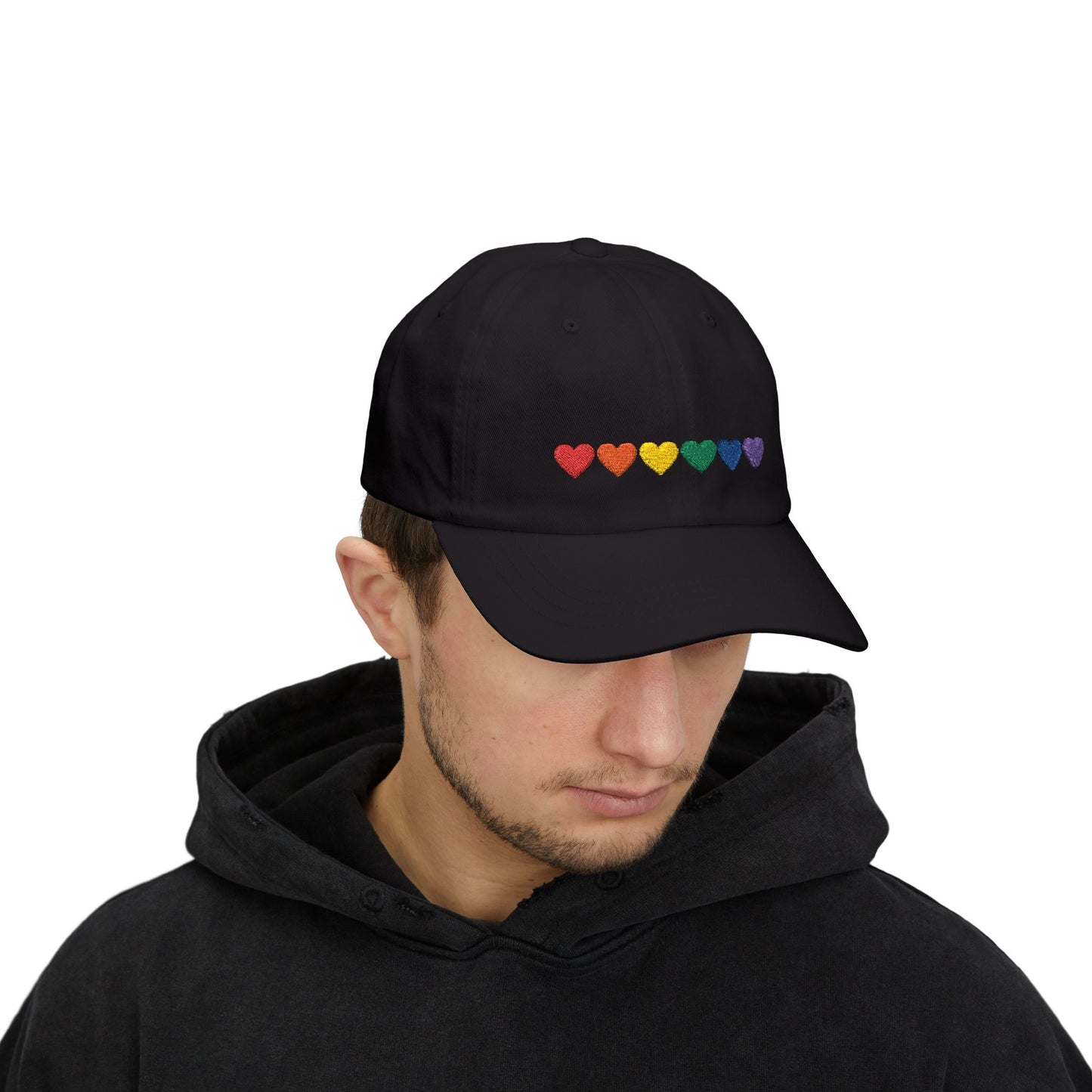 Embroidered Rainbow Hearts - Classic Adjustable Cap (Only Hearts Collection)